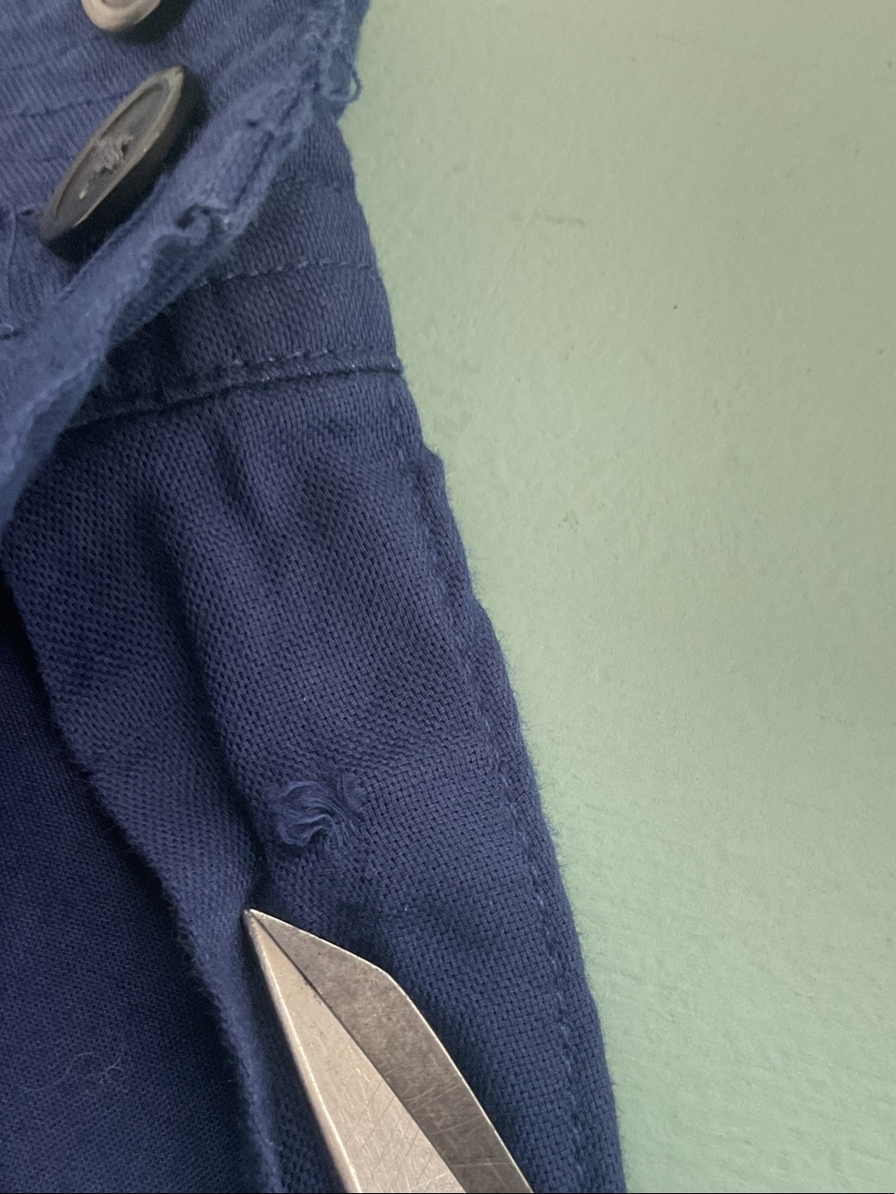 Madewell Navy Button-Trim 100% Cotton A-Line Skirt - Picture 10 of 11